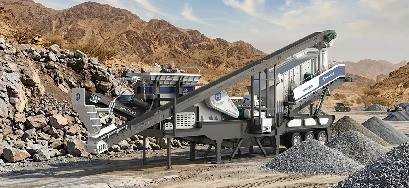 mobile crusher with mining background