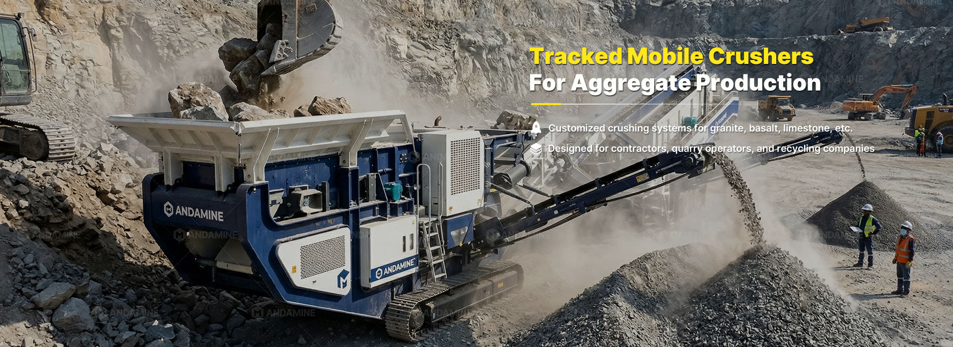 ANDAMINE 200tph mobile crushing plant on mining site