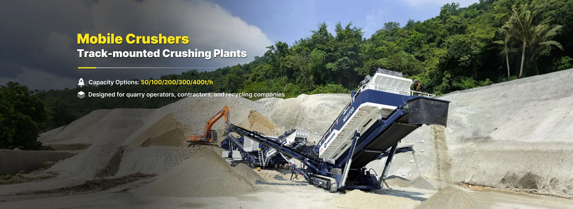 ANDAMINE 200tph track mounted mobile crushing plant for aggreagte production